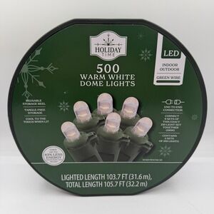 Holiday Time 500-Count Warm White LED Dome String Lights Green Wire‎ 105.7 Ft